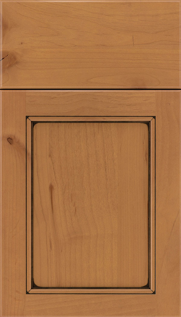 Templeton Alder recessed panel cabinet door in Ginger with Black glaze