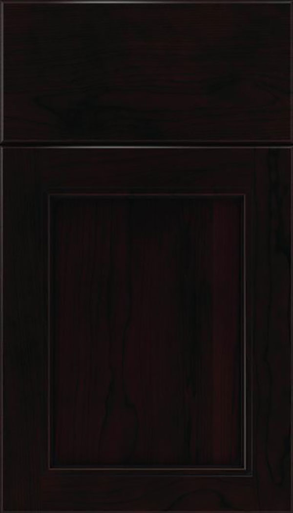 Templeton Cherry recessed panel cabinet door in Espresso with Black glaze