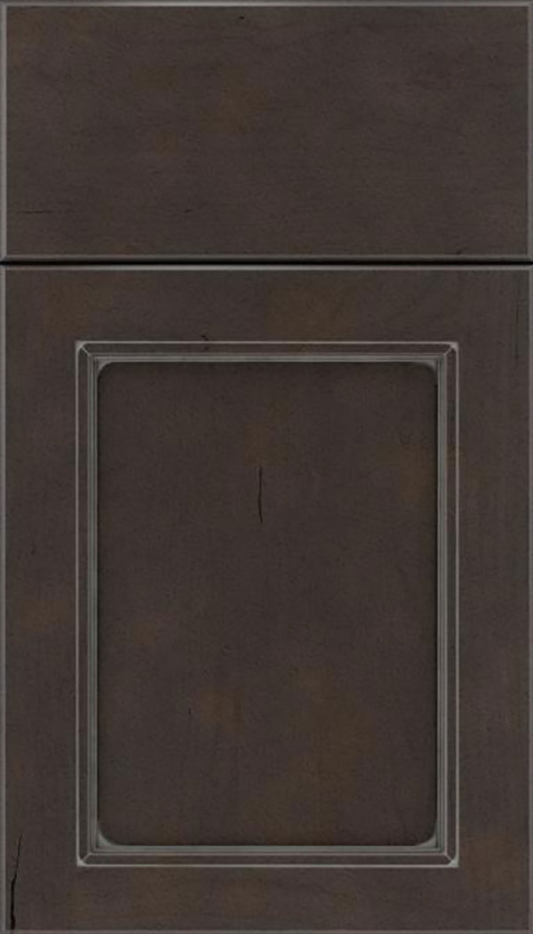 Templeton Cherry recessed panel cabinet door in Thunder with Pewter glaze