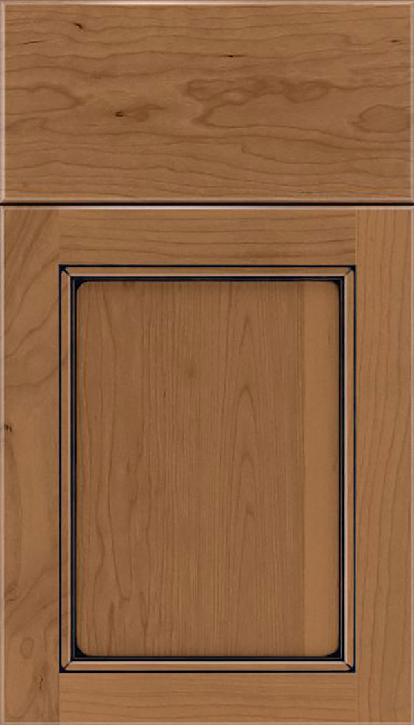 Templeton Cherry recessed panel cabinet door in Tuscan with Black glaze