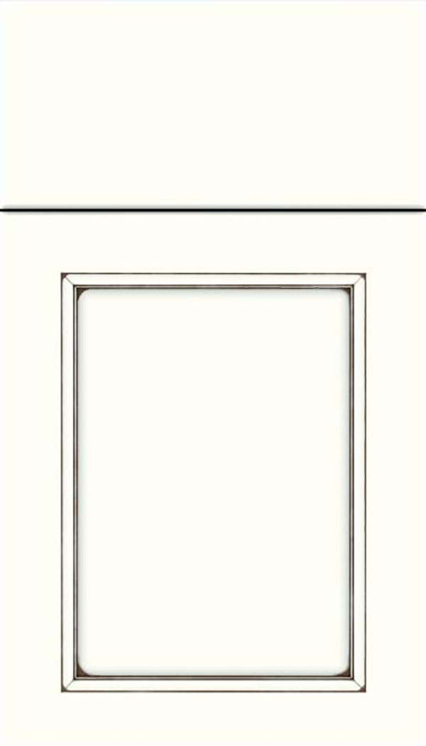 Templeton Maple recessed panel cabinet door in Alabaster with Smoke glaze