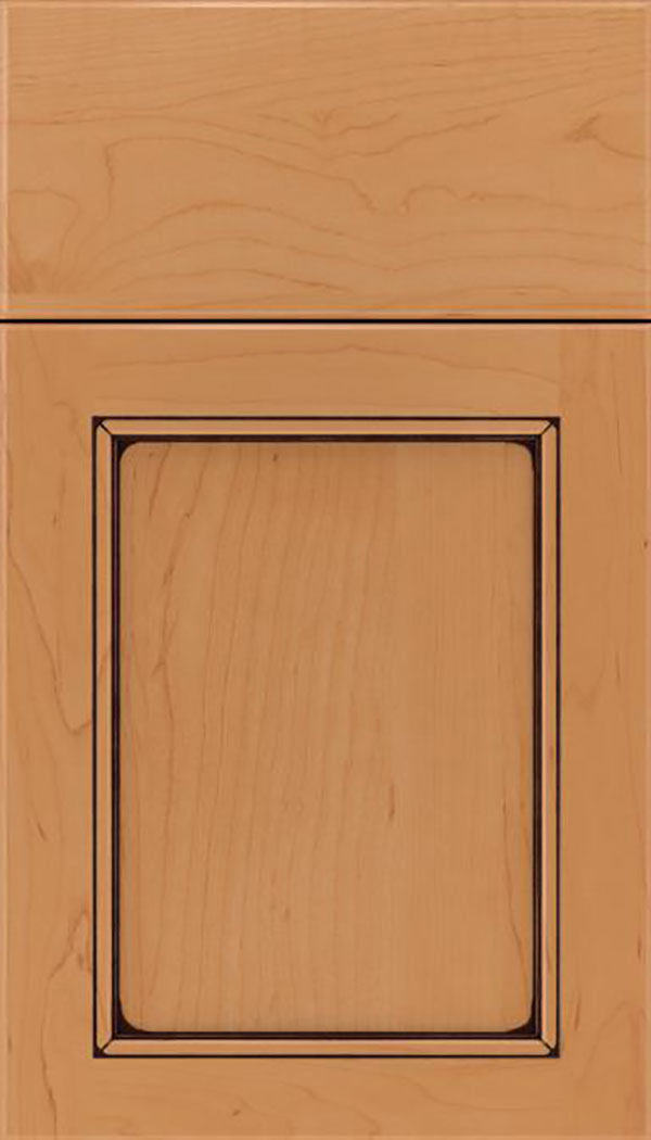 Templeton Maple recessed panel cabinet door in Ginger with Black glaze