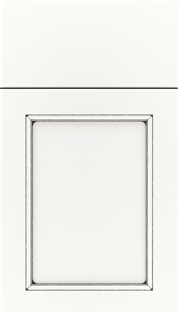 Templeton Maple recessed panel cabinet door in Whitecap with Black glaze