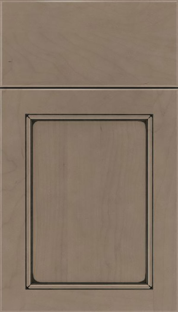 Templeton Maple recessed panel cabinet door in Winter with Black glaze