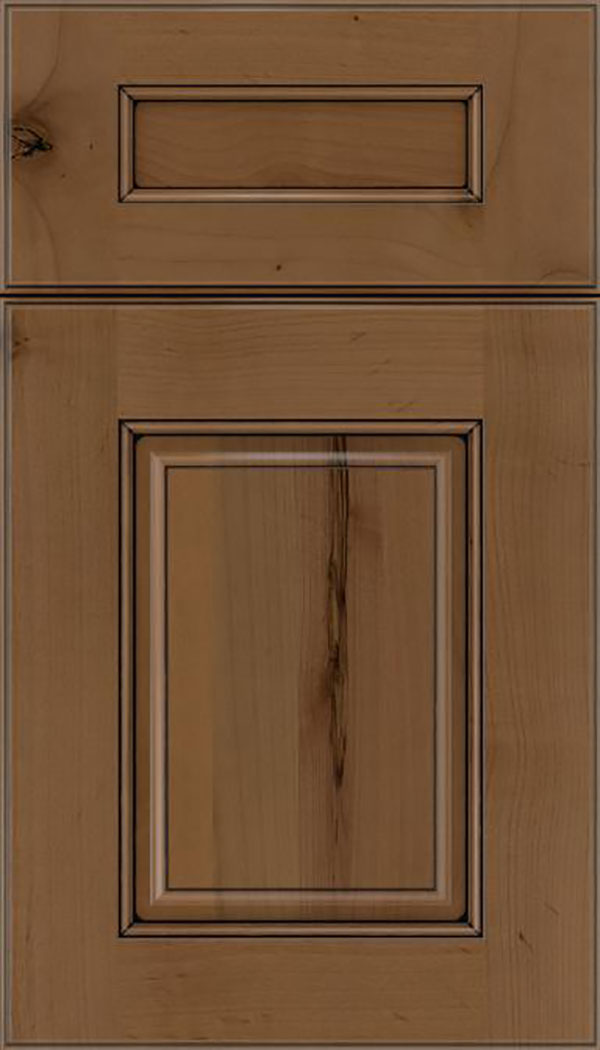 Whittington 5pc Alder raised panel cabinet door in Tuscan with Black glaze