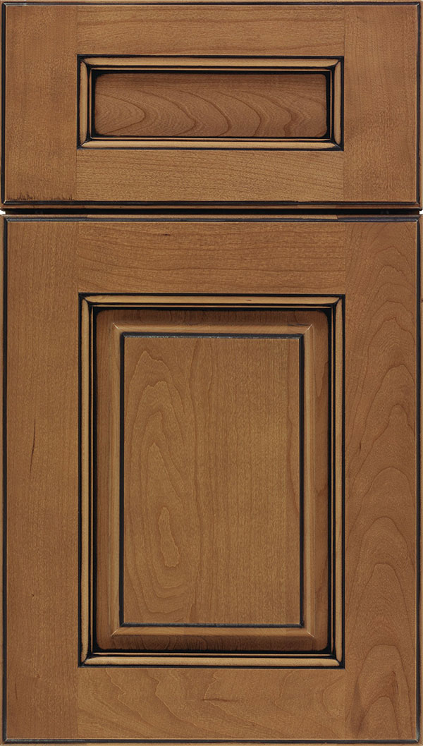 Whittington 5pc Cherry raised panel cabinet door in Tuscan with Black glaze