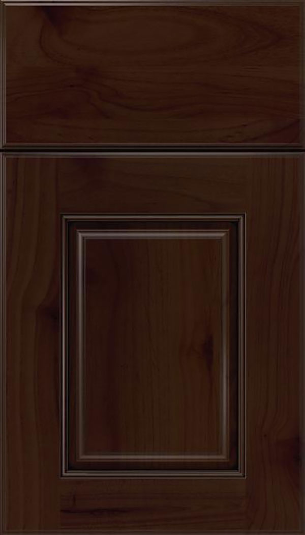 Whittington Alder raised panel cabinet door in Cappuccino with Black glaze