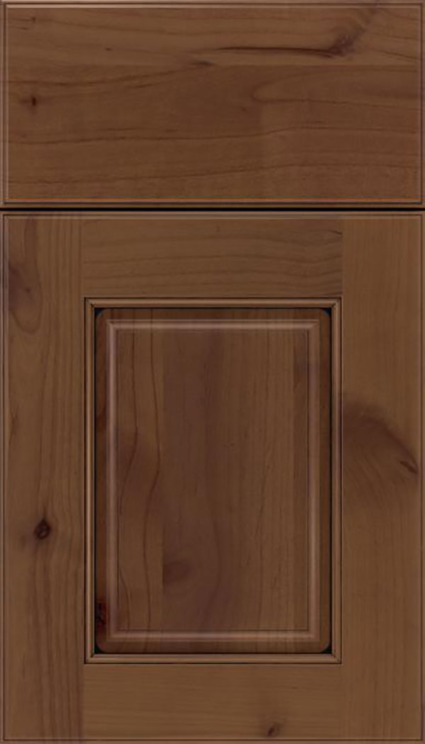 Whittington Alder raised panel cabinet door in Sienna with Black glaze
