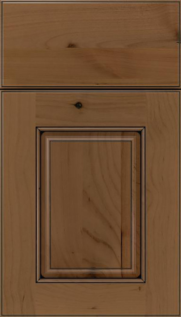 Whittington Alder raised panel cabinet door in Tuscan with Black glaze