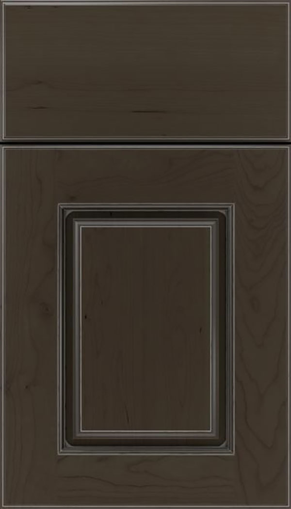 Whittington Cherry raised panel cabinet door in Thunder with Pewter glaze