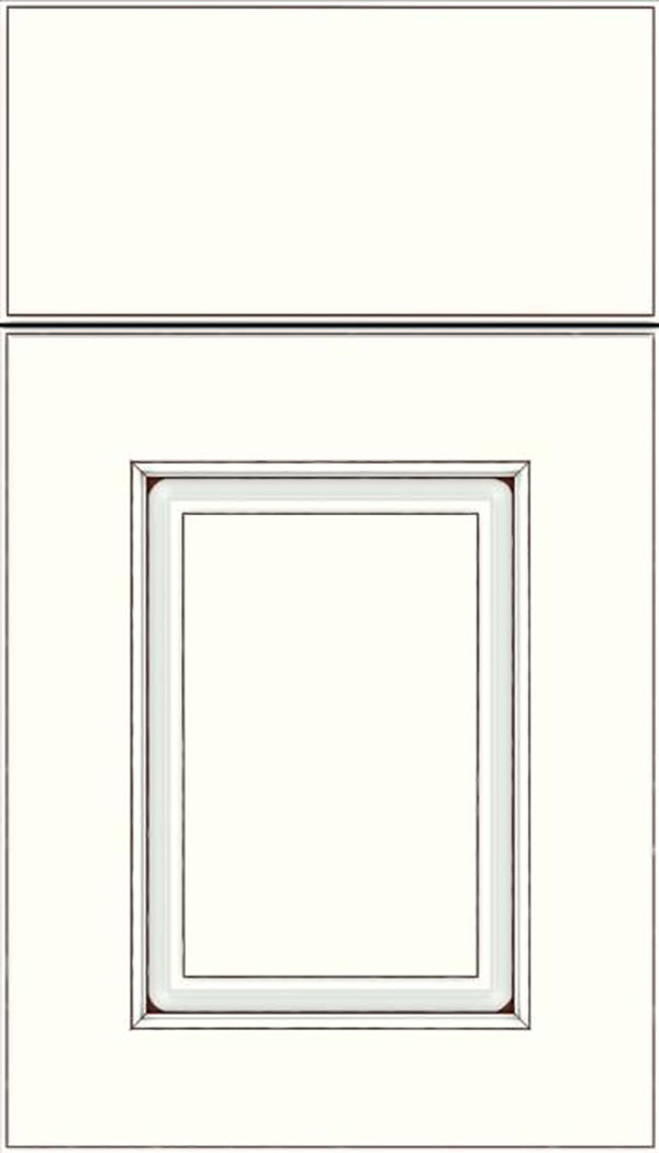 Whittington Maple raised panel cabinet door in Alabaster with Mocha glaze