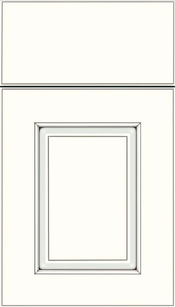 Whittington Maple raised panel cabinet door in Alabaster with Smoke glaze