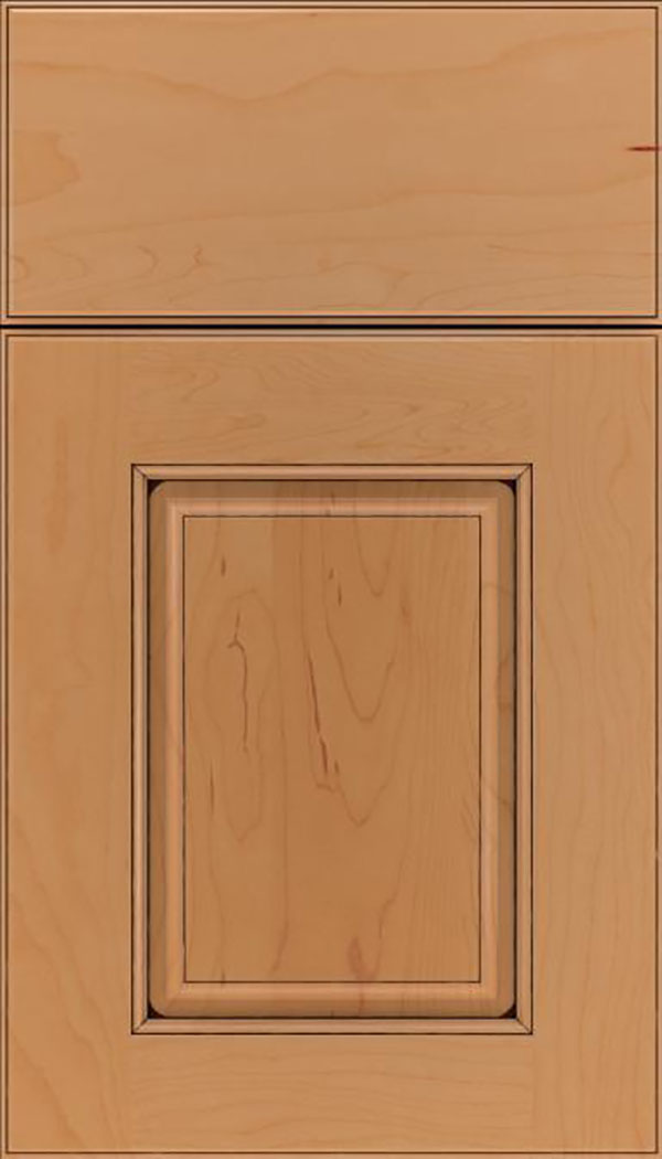 Whittington Maple raised panel cabinet door in Ginger with Black glaze