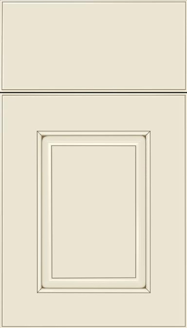 Whittington Maple raised panel cabinet door in Seashell with Smoke glaze