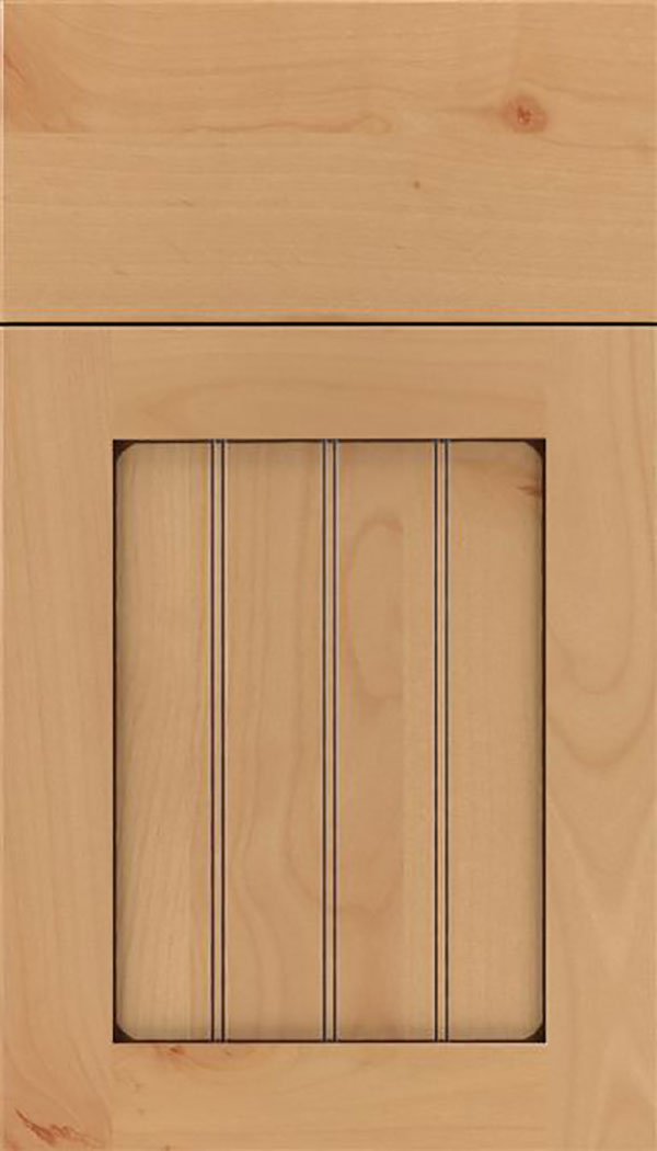 Winfield Alder beadboard cabinet door in Natural with Mocha glaze