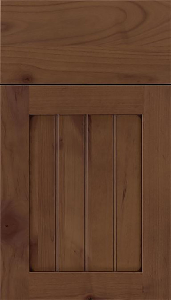 Winfield Alder beadboard cabinet door in Sienna with Mocha glaze