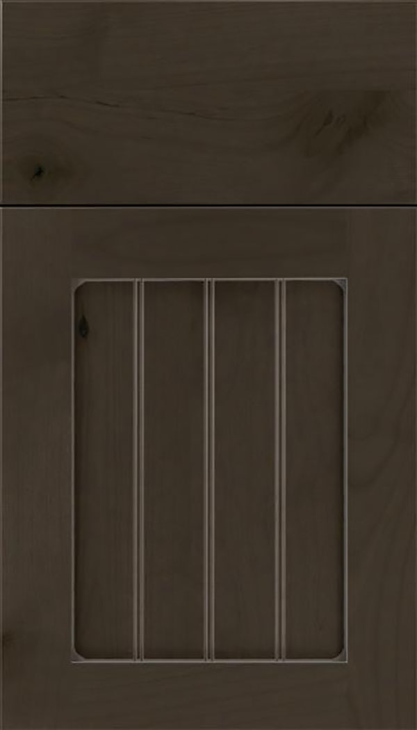 Winfield Alder beadboard cabinet door in Thunder with Pewter glaze