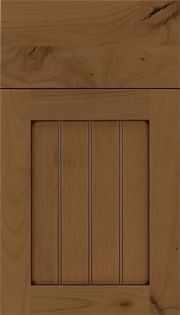 Winfield Alder beadboard cabinet door in Tuscan with Mocha glaze
