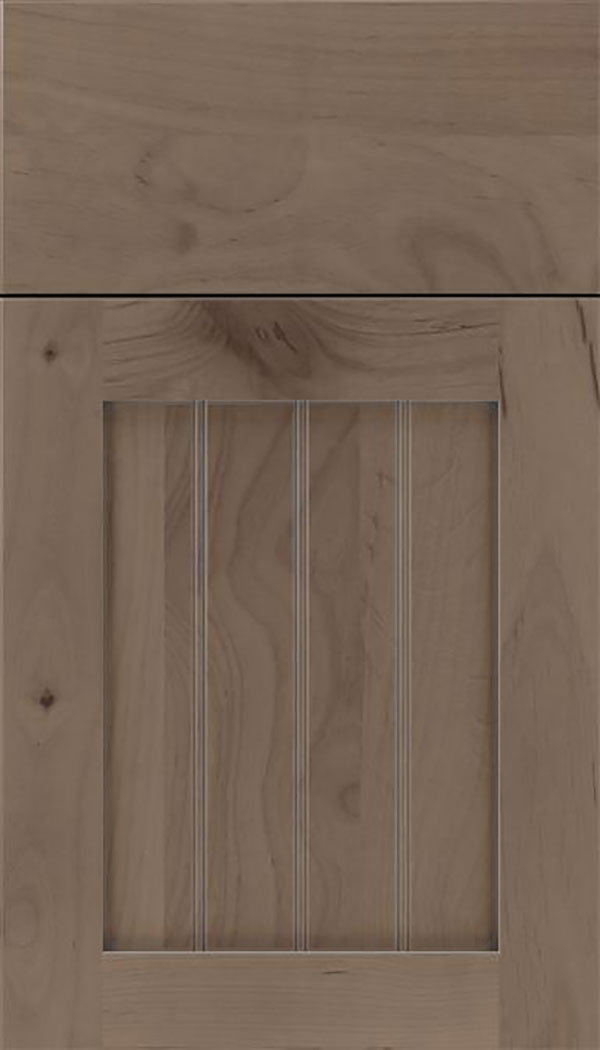 Winfield Alder beadboard cabinet door in Winter with Pewter glaze
