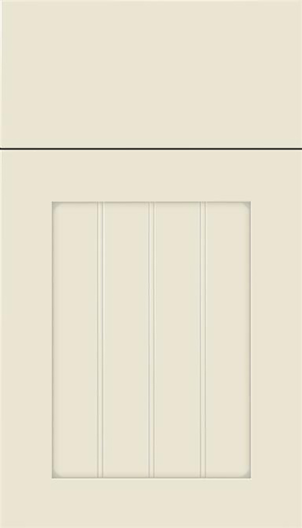 Winfield Maple beadboard cabinet door in Seashell with Pewter glaze