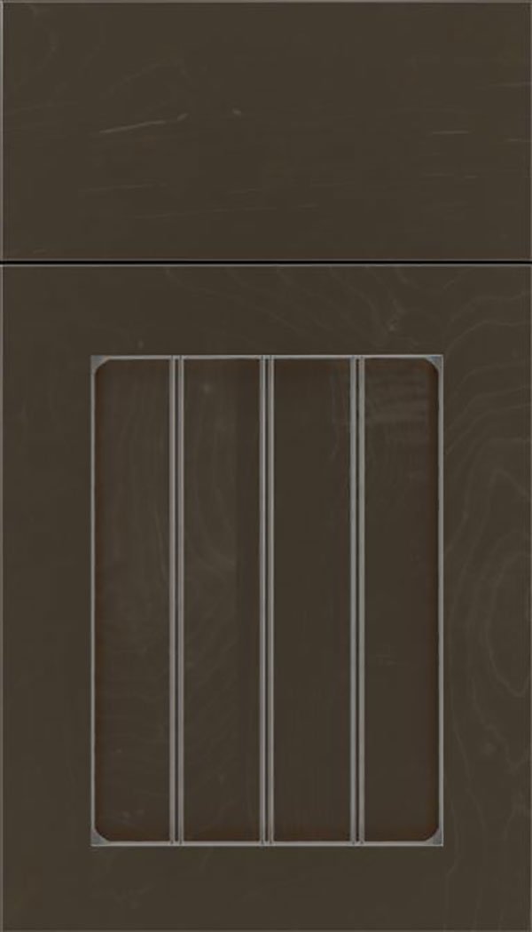 Winfield Maple beadboard cabinet door in Thunder with Pewter glaze
