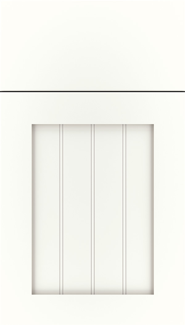 Winfield Maple beadboard cabinet door in Whitecap
