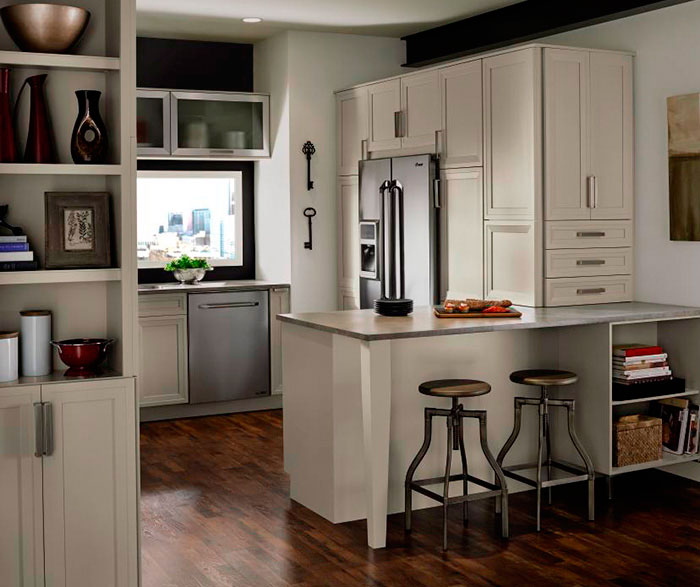 Grey Cabinets in Casual Kitchen - Kitchen Craft Cabinets