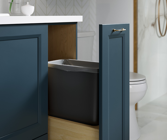 Blue Bathroom Vanity with Gold Hardware