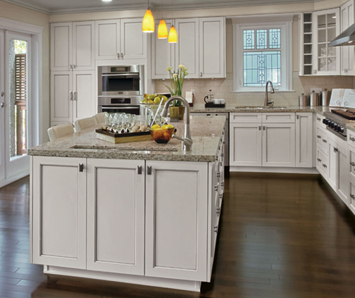 painted kitchen cabinets in alabaster finish - kitchen craft