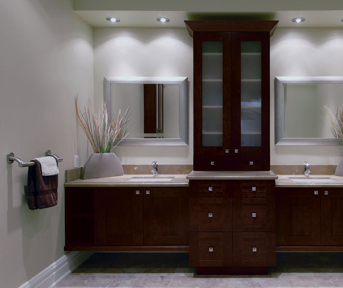 contemporary bathroom with storage cabinets - kitchen craft