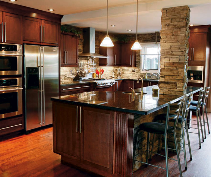 Interior Kitchen Craft Cabinets dark cherry cabinets in casual kitchen craft by cabinetry