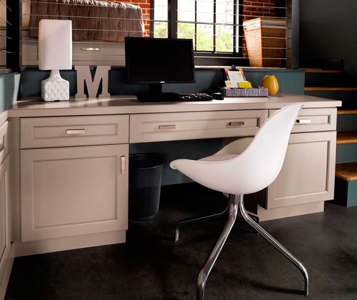 Gray Cabinets In Casual Office Kitchen Craft Cabinetry