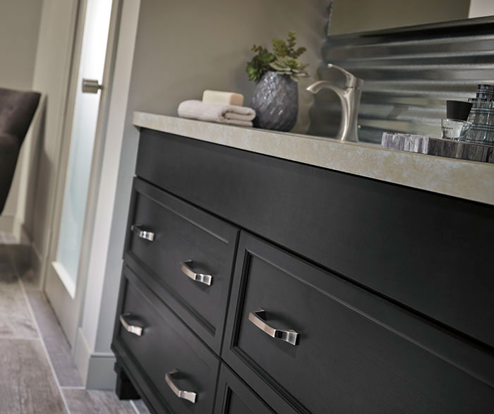 Dark Gray Cabinets in a Casual Bathroom - Kitchen Craft