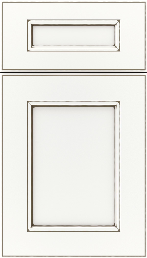 Tamarind 5pc Maple shaker cabinet door in Whitecap with Smoke glaze