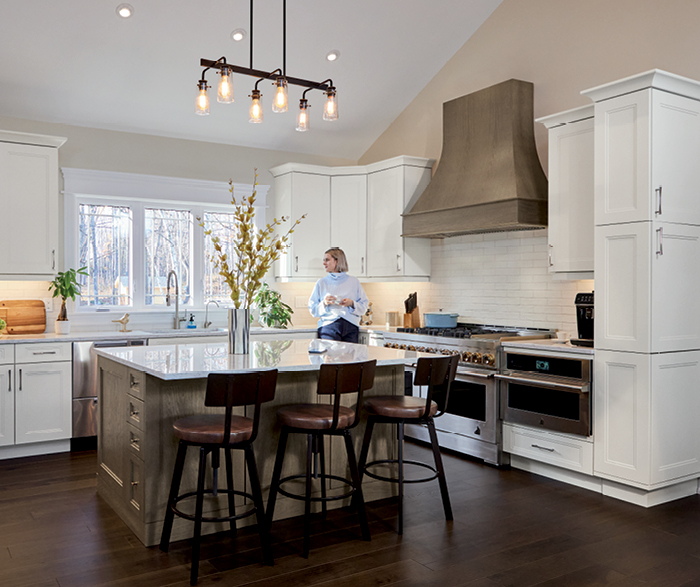 White and Natural Wood Farmhouse Kitchen