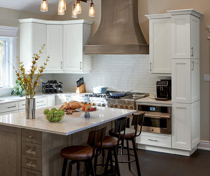 White and Natural Wood Farmhouse Kitchen