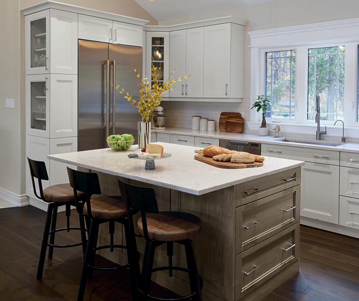 White and Natural Wood Farmhouse Kitchen