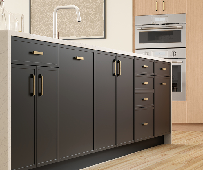 White Oak and Black Kitchen Cabinets