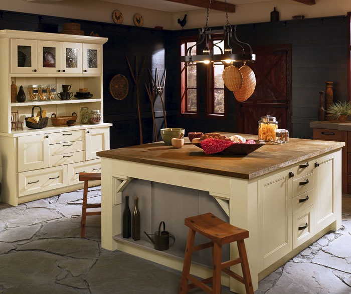 Rustic kitchen cabinets in rift oak by Kitchen Craft Cabinetry